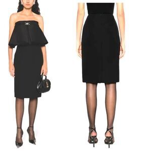 Gianni Versace Pencil Midi Skirt Size 8-10 Women's Black Solid Classic Back Zipp